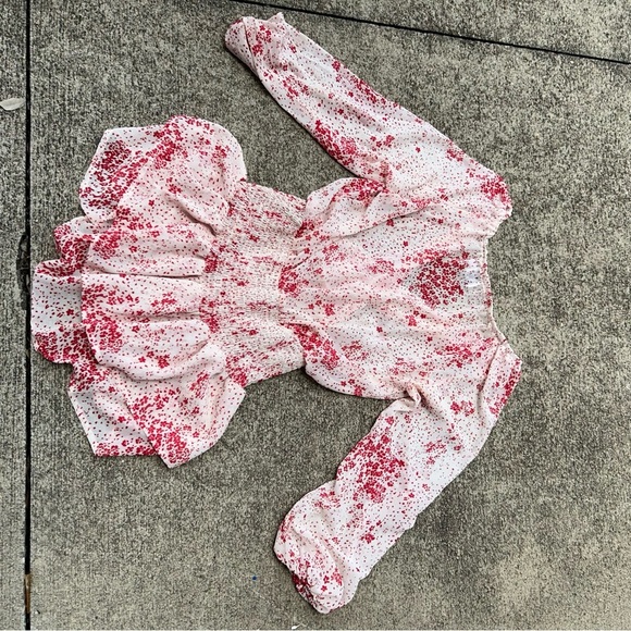 Preloved Princess Polly Floral Red and Cream Dress size 4 - Picture 2 of 3